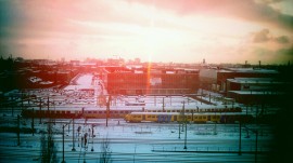 Ondergaande zon in wit amsterdam @ 03-02-2012 16:53u